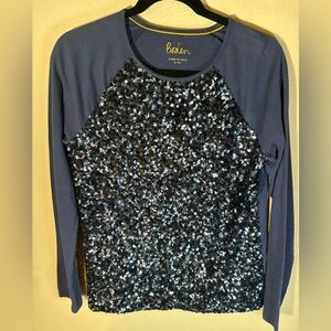 Boden size Girls 15 16 yr Long Sleeve with Navy Sequins
